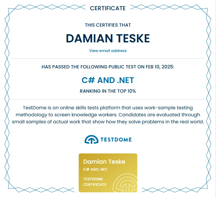 TestDome C# and .NET
