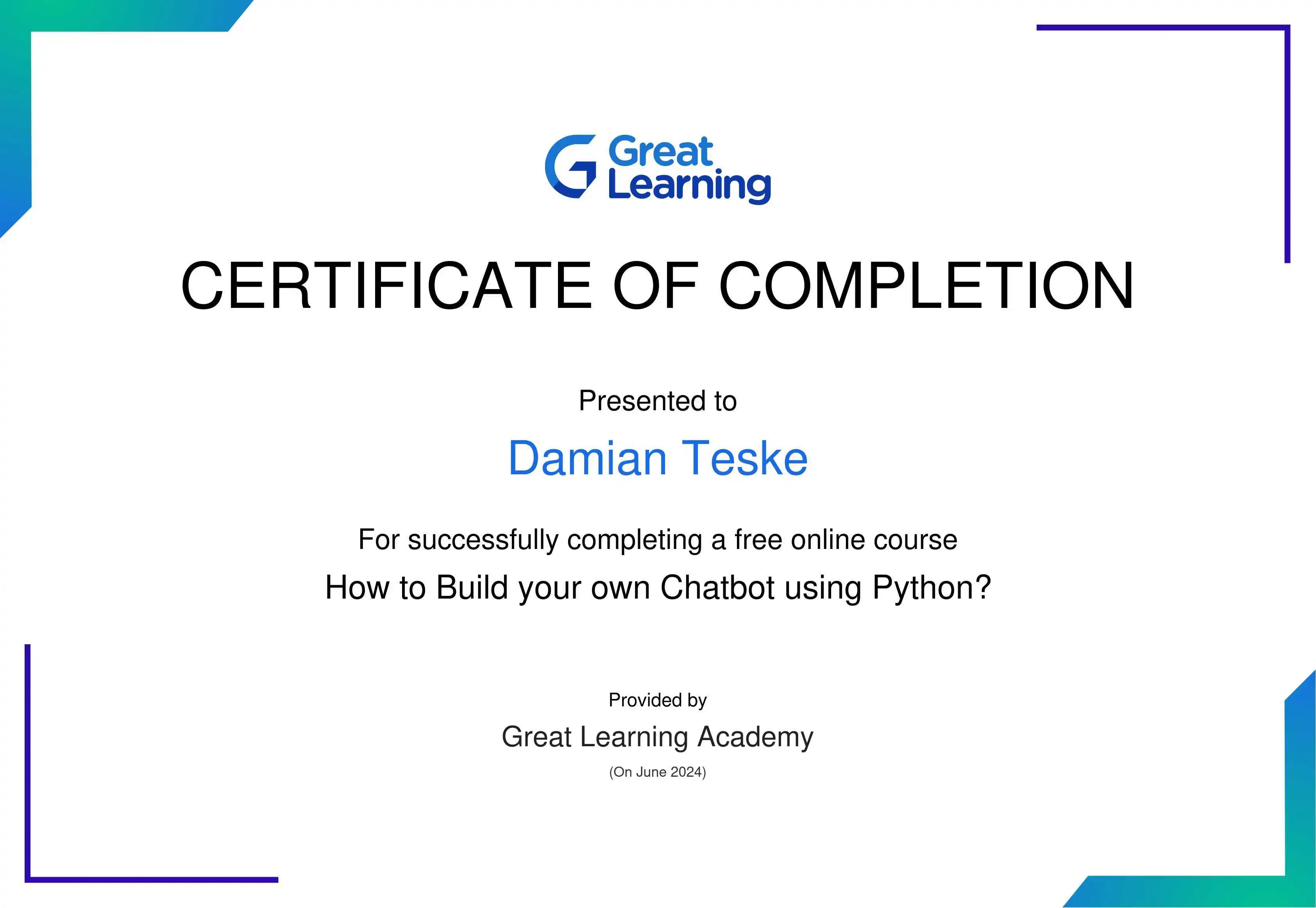Great Learning Academy Chatbot Python